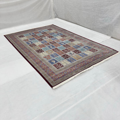 Persian Bagh Garden Panel Pure Silk Abresham Rug 7 ft x 10 ft | 1600 Reed