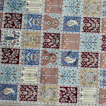 Persian Bagh Garden Panel Pure Silk Abresham Rug 7 ft x 10 ft | 1600 Reed