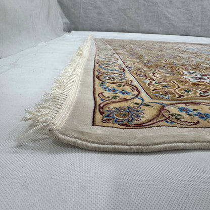Persian Isfahan Bird Floral Pure Silk Abresham Rug 7 ft x 10 ft | 1600 Reed
