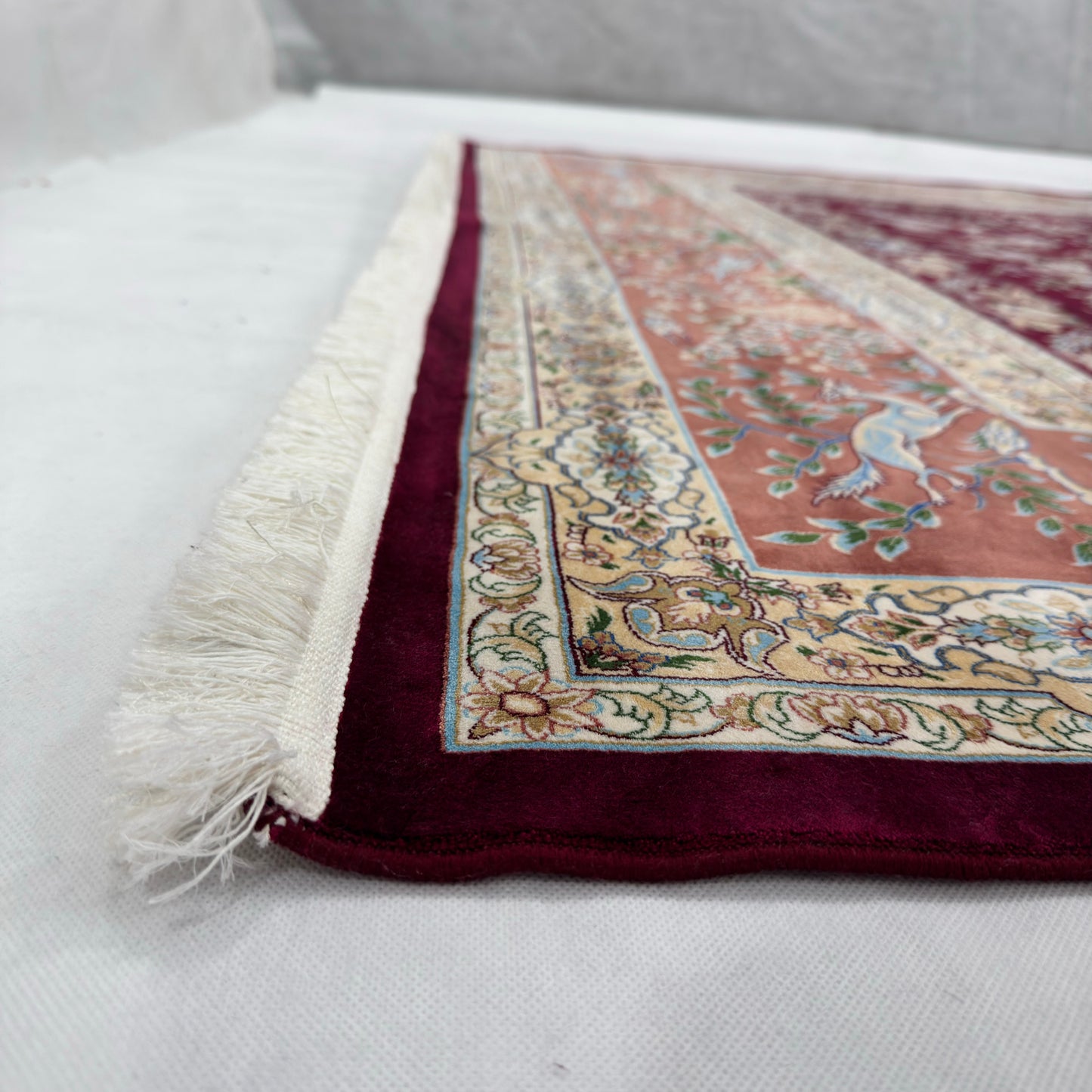 Persian Qom Bird of Paradise Pure Silk Abresham Rug 7 ft x 10 ft | 1600