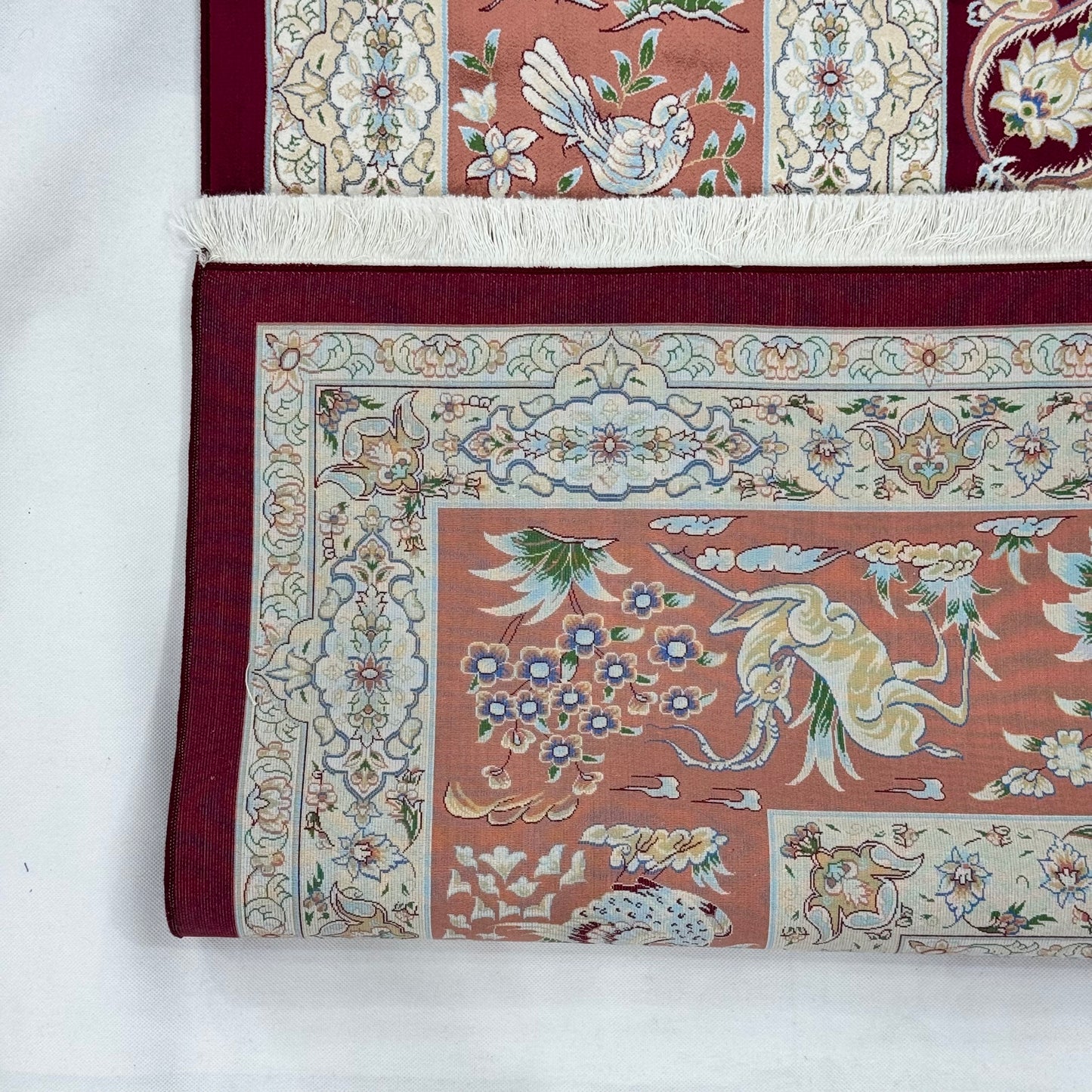 Persian Qom Bird of Paradise Pure Silk Abresham Rug 7 ft x 10 ft | 1600