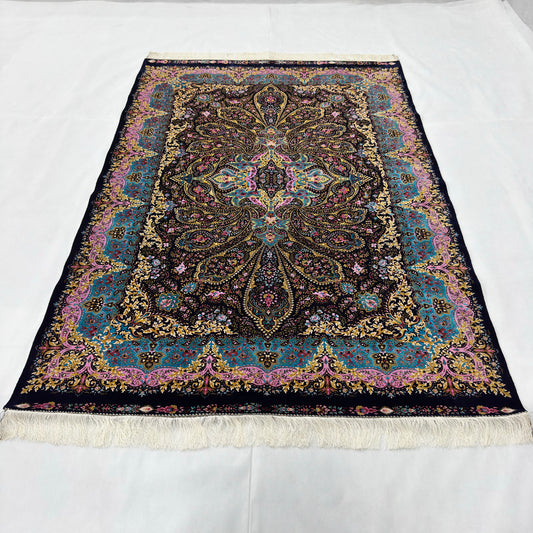 Persian Silk Medallion Rug 5 ft x 8 ft | 1600 Reed Pure Silk Abresham