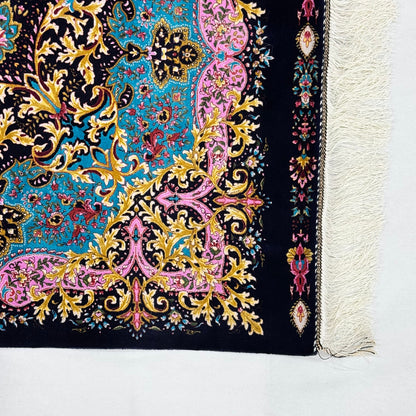 Persian Silk Medallion Rug 5 ft x 8 ft | 1600 Reed Pure Silk Abresham