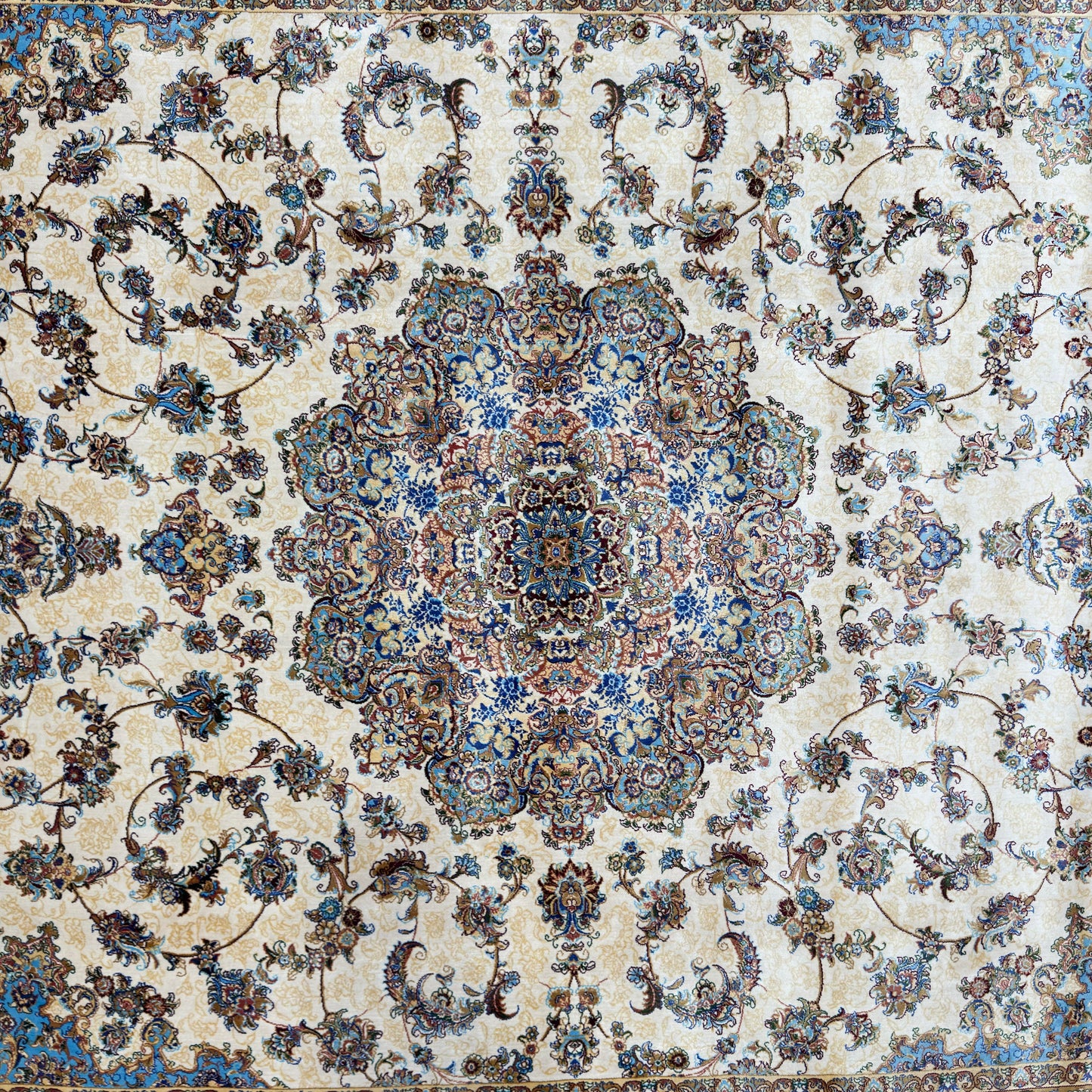 Persian Silk Isfahan Rug 5 ft x 8 ft | 1600 Reed Pure Silk Abresham