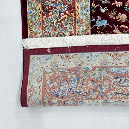 Persian Silk Hunting Scene Rug 5 ft x 8 ft | Pure Silk Abresham | 1600 Reeds