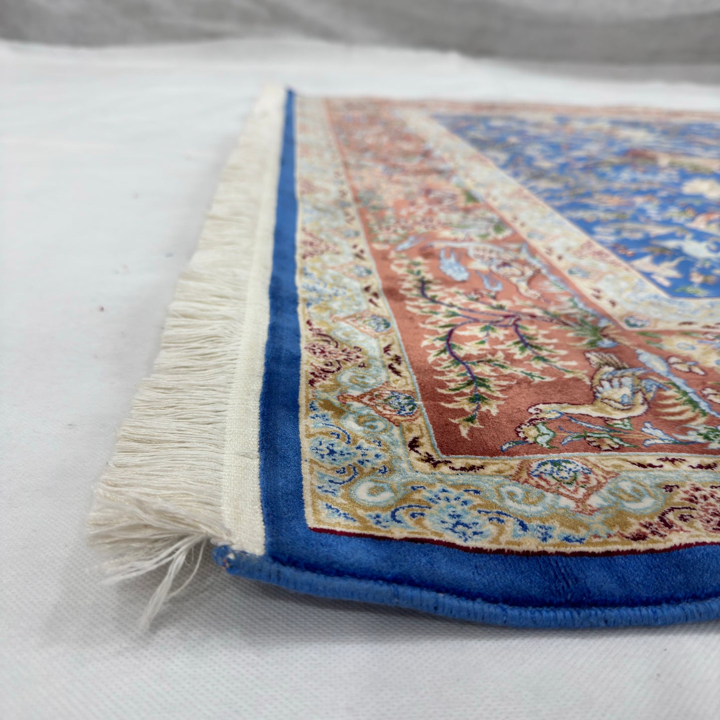 Persian Silk Hunt Scene Rug 5 ft x 8 ft | 1600 Reed Pure Silk Abresham