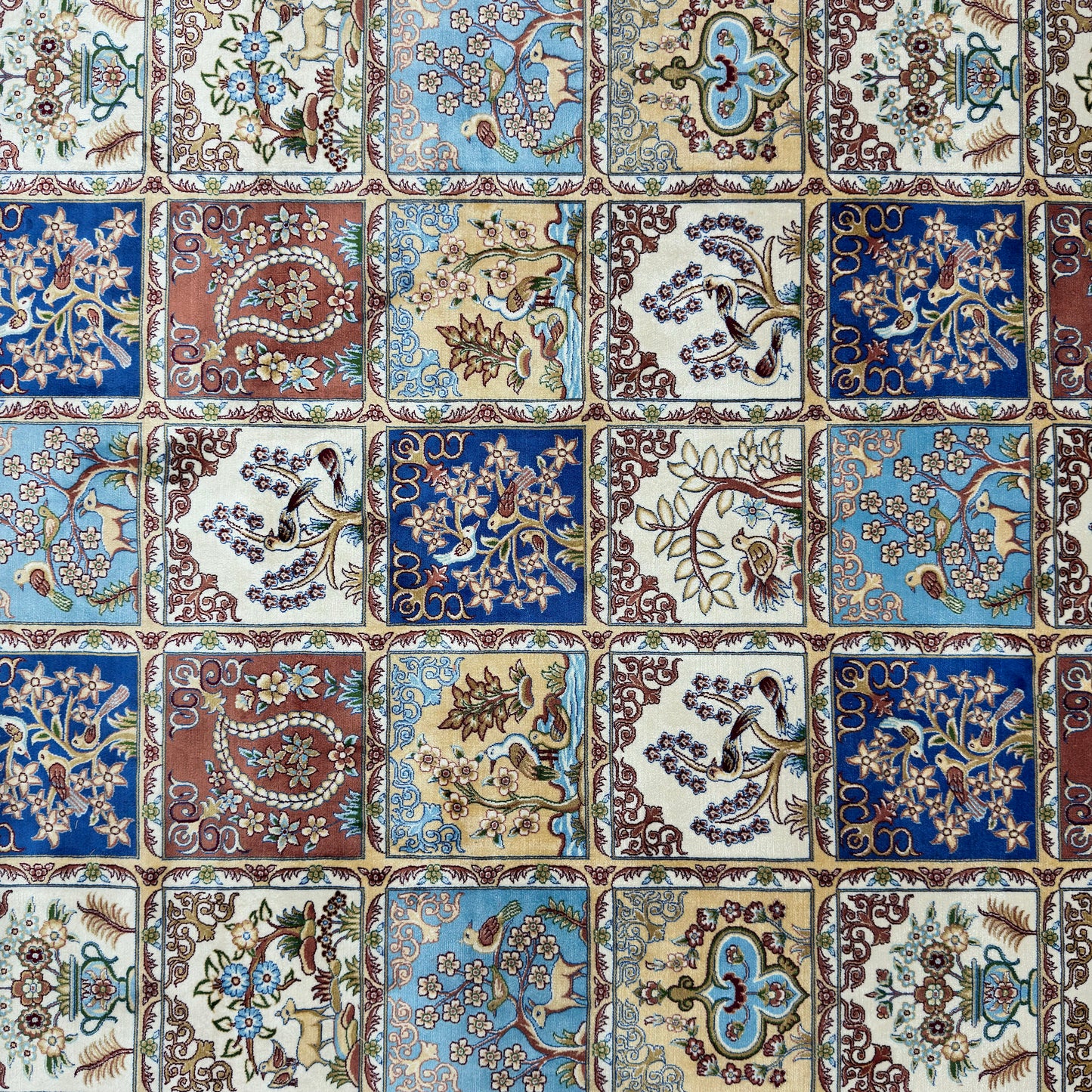 Persian Garden Panel Silk Rug | Pure Silk Abresham | 5 ft x 8 ft