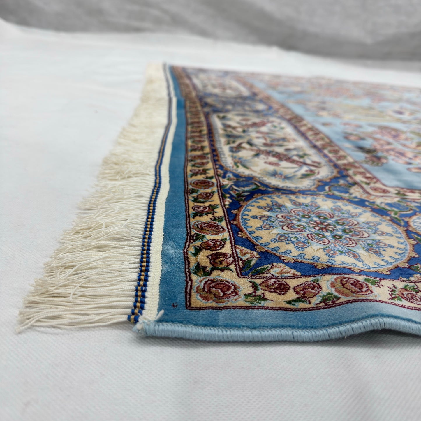 Persian Silk Garden Birds Rug 5 ft x 8 ft | Pure Silk Abresham 1600 Reed
