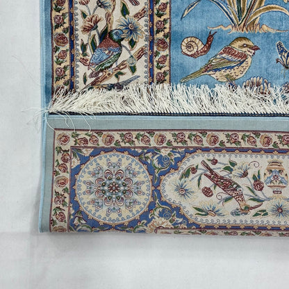Persian Silk Garden Birds Rug 5 ft x 8 ft | Pure Silk Abresham 1600 Reed