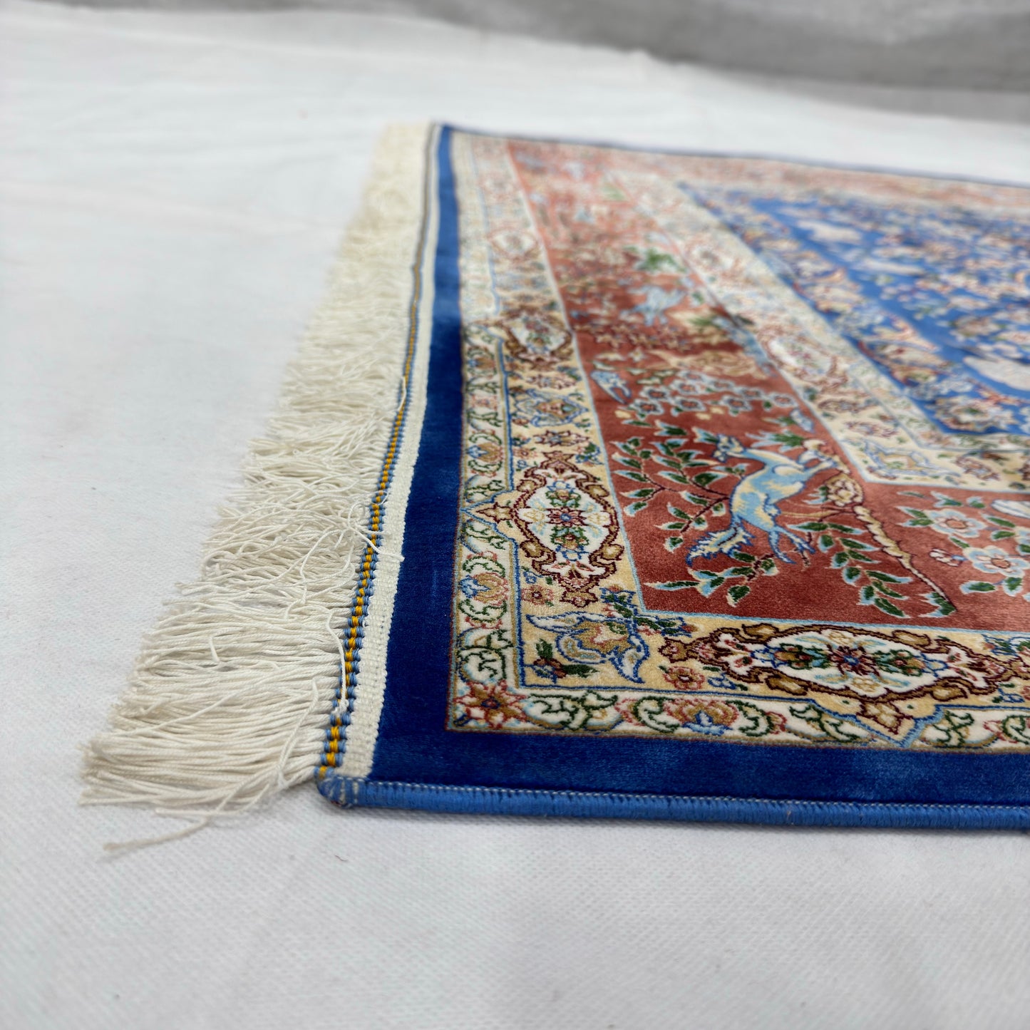Persian Silk Garden Bird Rug 4 ft x 6 ft | Pure Silk Abresham | 1600 Reed