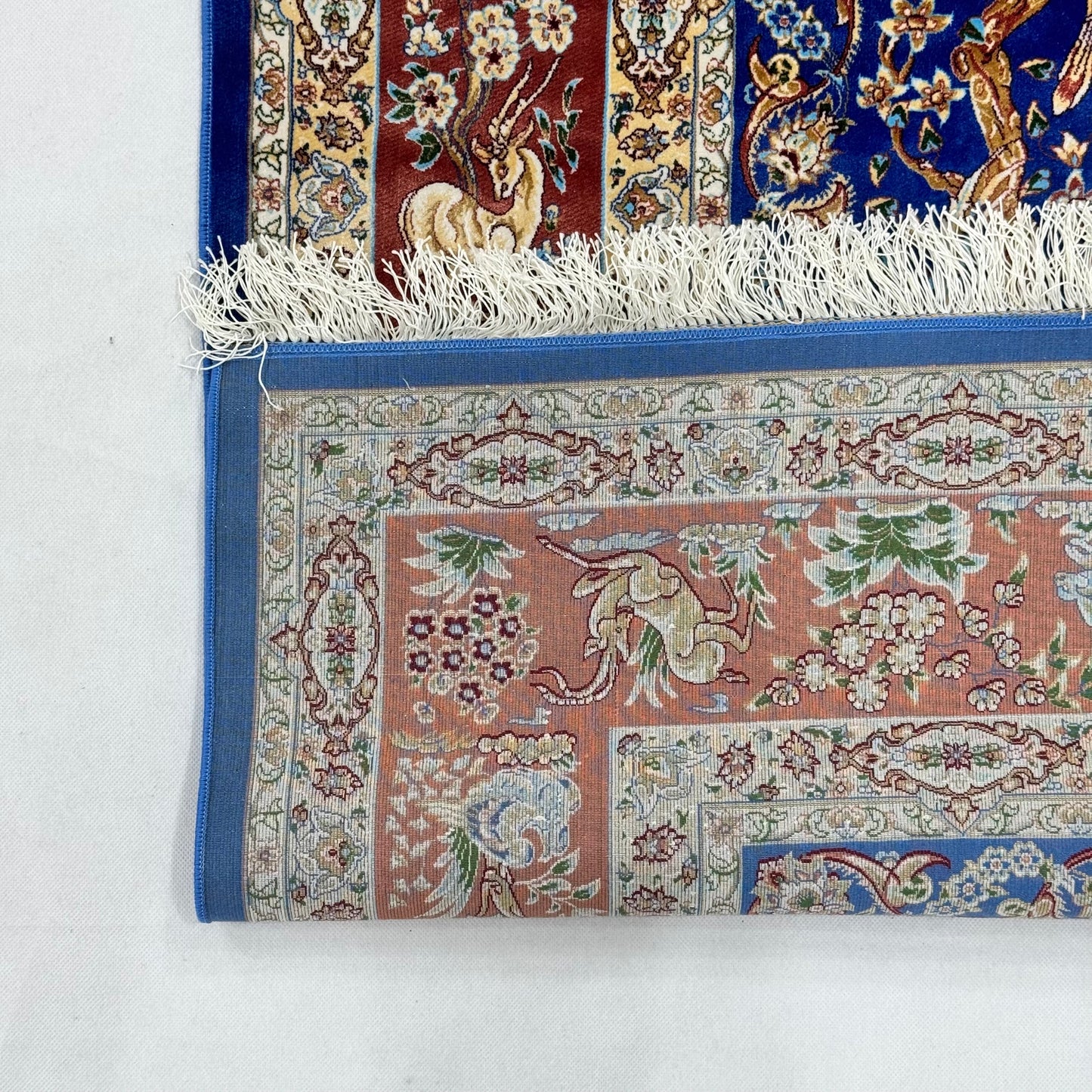 Persian Silk Garden Bird Rug 4 ft x 6 ft | Pure Silk Abresham | 1600 Reed