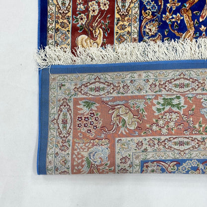 Persian Silk Garden Bird Rug 4 ft x 6 ft | Pure Silk Abresham | 1600 Reed