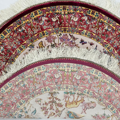 Persian Silk Round Rug | Pure Silk Abresham | 3 ft x 3 ft | 1600 Reeds