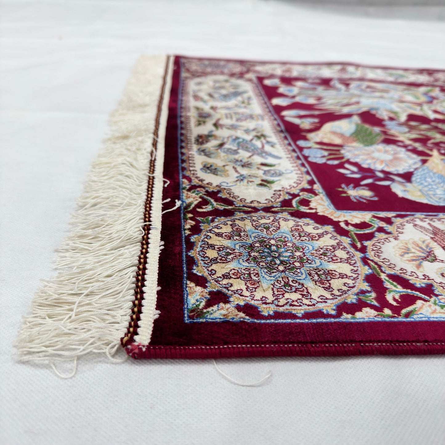 Persian Silk Garden Bird Rug 2.5 ft x 4 ft | Pure Silk Abresham 1600 Reed