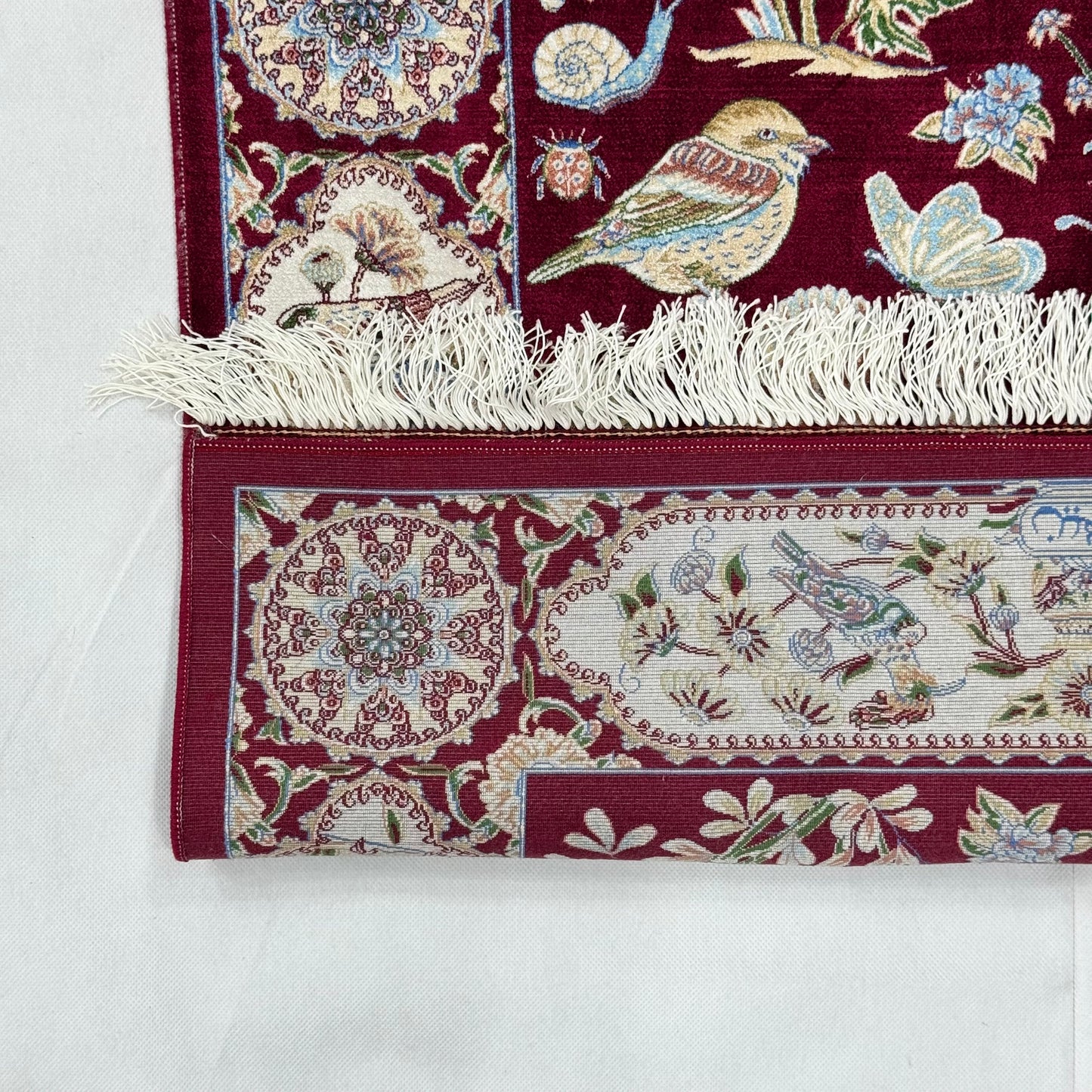 Persian Silk Garden Bird Rug 2.5 ft x 4 ft | Pure Silk Abresham 1600 Reed