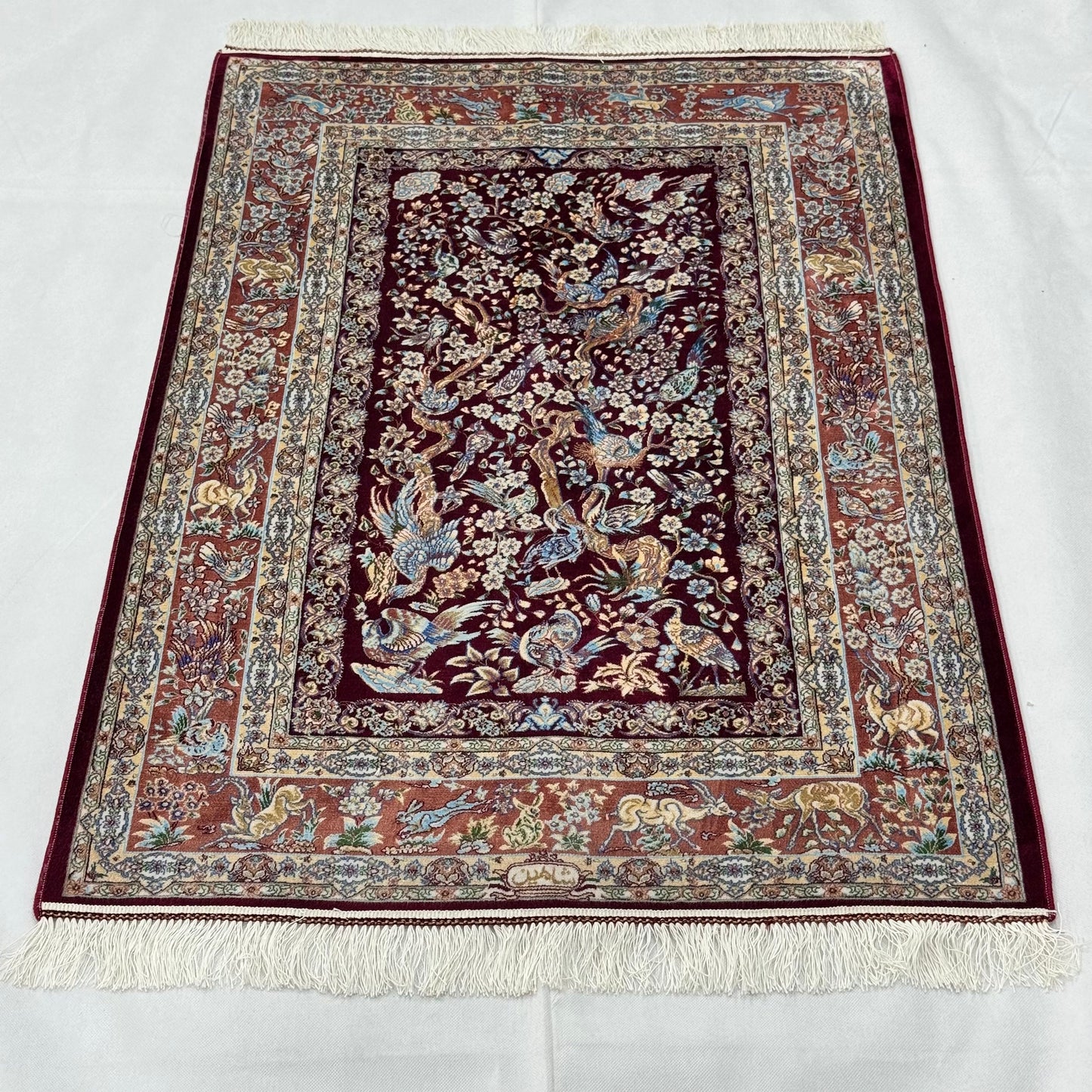 Persian Silk Bird of Paradise Rug 2.5 ft x 4 ft | 1600 Reeds