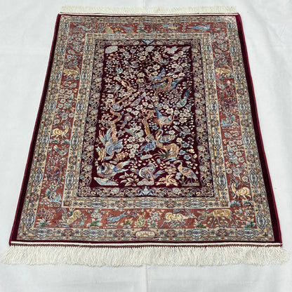 Persian Silk Bird of Paradise Rug 2.5 ft x 4 ft | 1600 Reeds