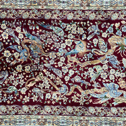 Persian Silk Bird of Paradise Rug 2.5 ft x 4 ft | 1600 Reeds