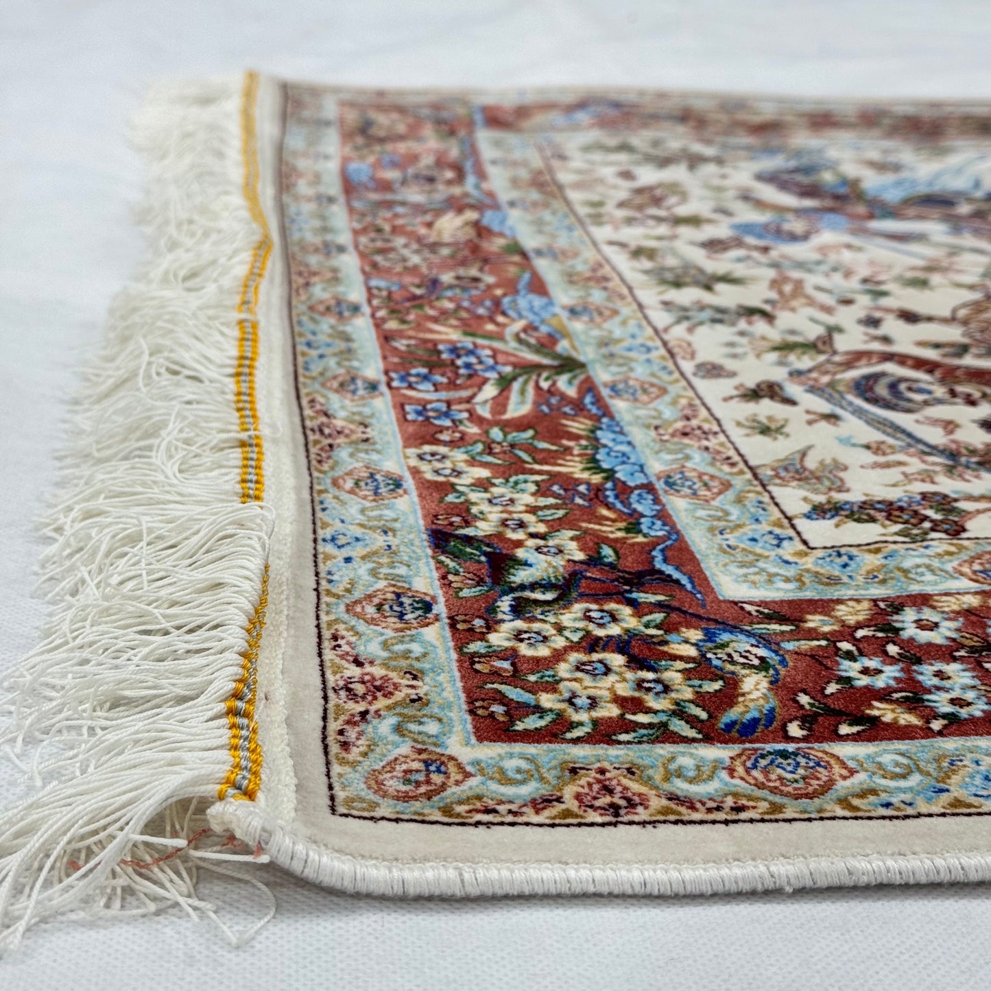Persian Silk Hunting Scene Rug 2.5 ft x 4 ft | Pure Silk Abresham
