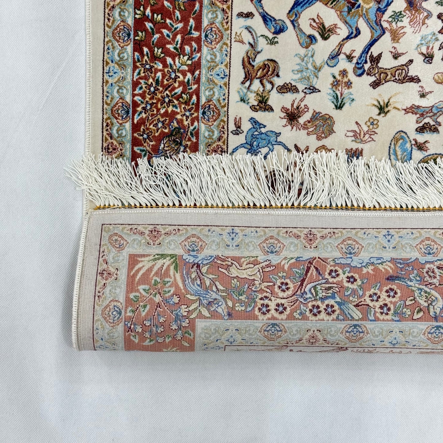 Persian Silk Hunting Scene Rug 2.5 ft x 4 ft | Pure Silk Abresham