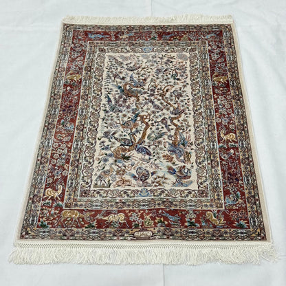 Persian Silk Bird of Paradise Rug 2.5 ft x 4 ft | 1600 Reed Pure Silk