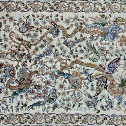 Persian Silk Bird of Paradise Rug 2.5 ft x 4 ft | 1600 Reed Pure Silk