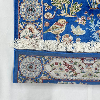 Persian Silk Garden Birds Rug 2.5 ft x 4 ft | 1600 Reeds Iranian Abresham