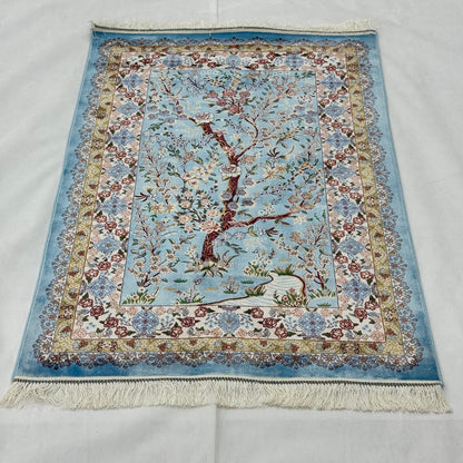 Persian Silk Floral Tree Rug 2.5 ft x 4 ft | Pure Silk Abresham 1600 Reed
