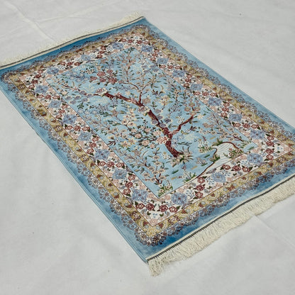 Persian Silk Floral Tree Rug 2.5 ft x 4 ft | Pure Silk Abresham 1600 Reed