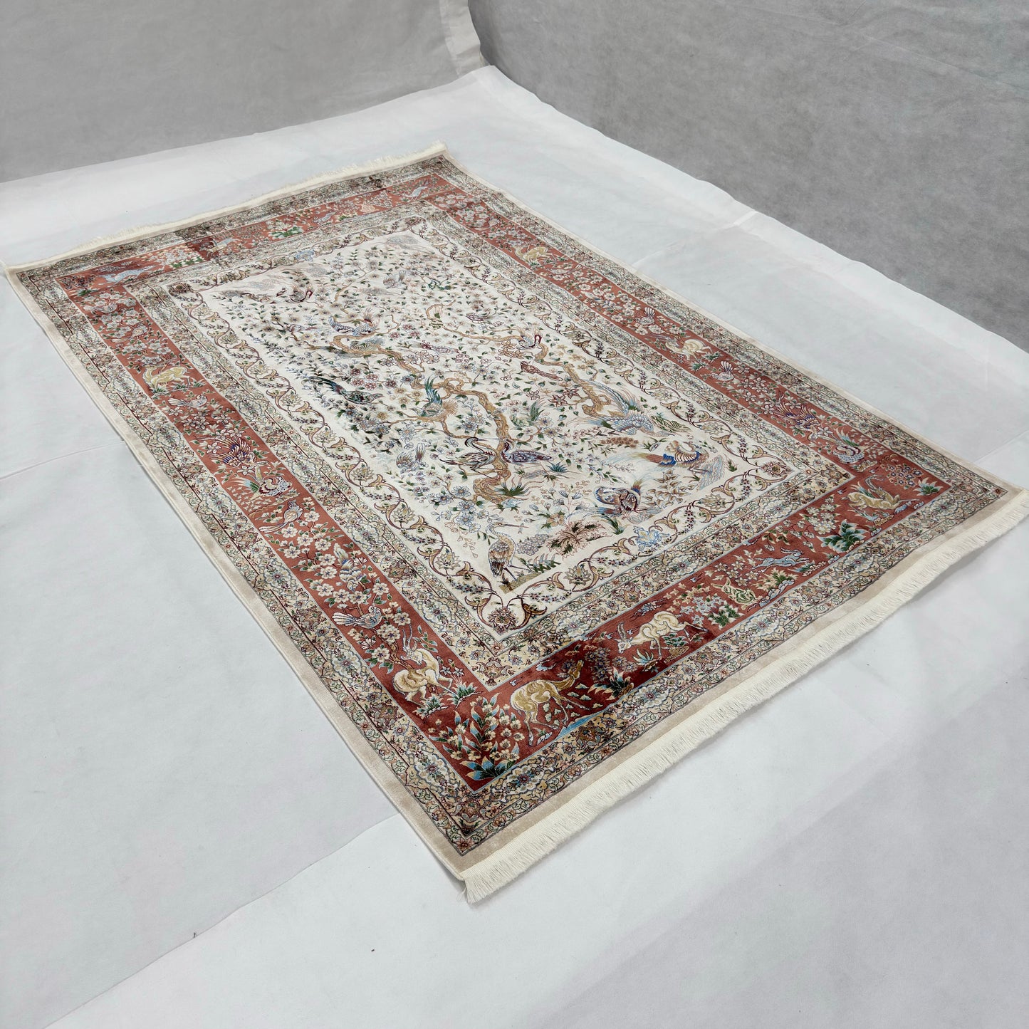 Persian Silk Paradise Garden Rug 5 ft x 8 ft | 1600 Reed Pure Silk