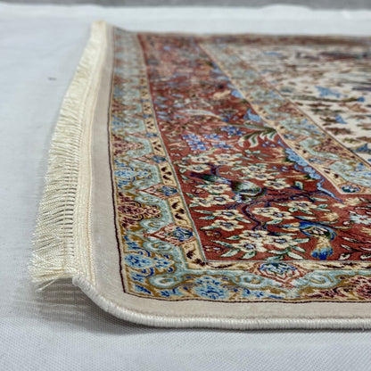 Persian Silk Hunting Scene Rug 5 ft x 8 ft | 1600 Reed Pure Silk Abresham