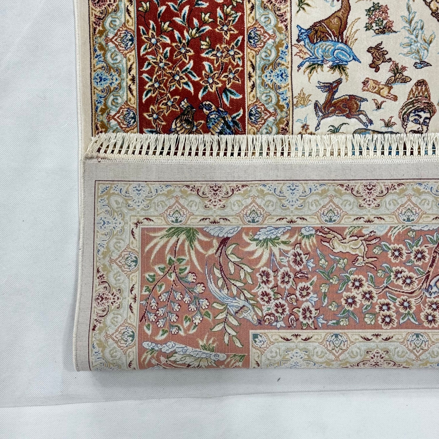 Persian Silk Hunting Scene Rug 5 ft x 8 ft | 1600 Reed Pure Silk Abresham