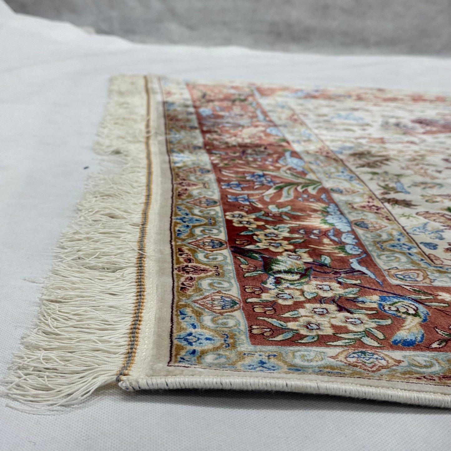 Persian Silk Hunt Scene Rug 4 ft x 6 ft | Pure Silk Abresham | 1600 Reed