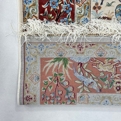 Persian Silk Hunt Scene Rug 4 ft x 6 ft | Pure Silk Abresham | 1600 Reed