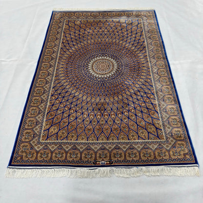 Persian Silk Medallion Rug 4 ft x 6 ft | 1600 Reed Pure Silk Abresham