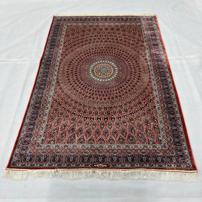 Persian Silk Medallion Rug 4 ft x 6 ft | Pure Silk Abresham | 1600 Reed