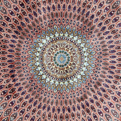 Persian Silk Medallion Rug 4 ft x 6 ft | Pure Silk Abresham | 1600 Reed