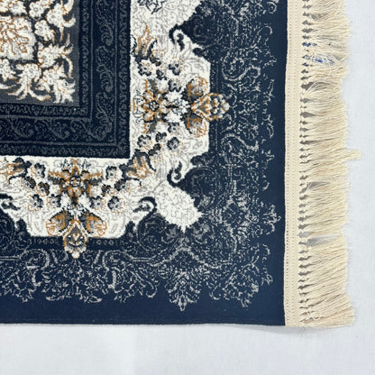 7 ft x 10 ft Navy Persian 700 Reed Acrylic Rug, Nain Medallion Carpet