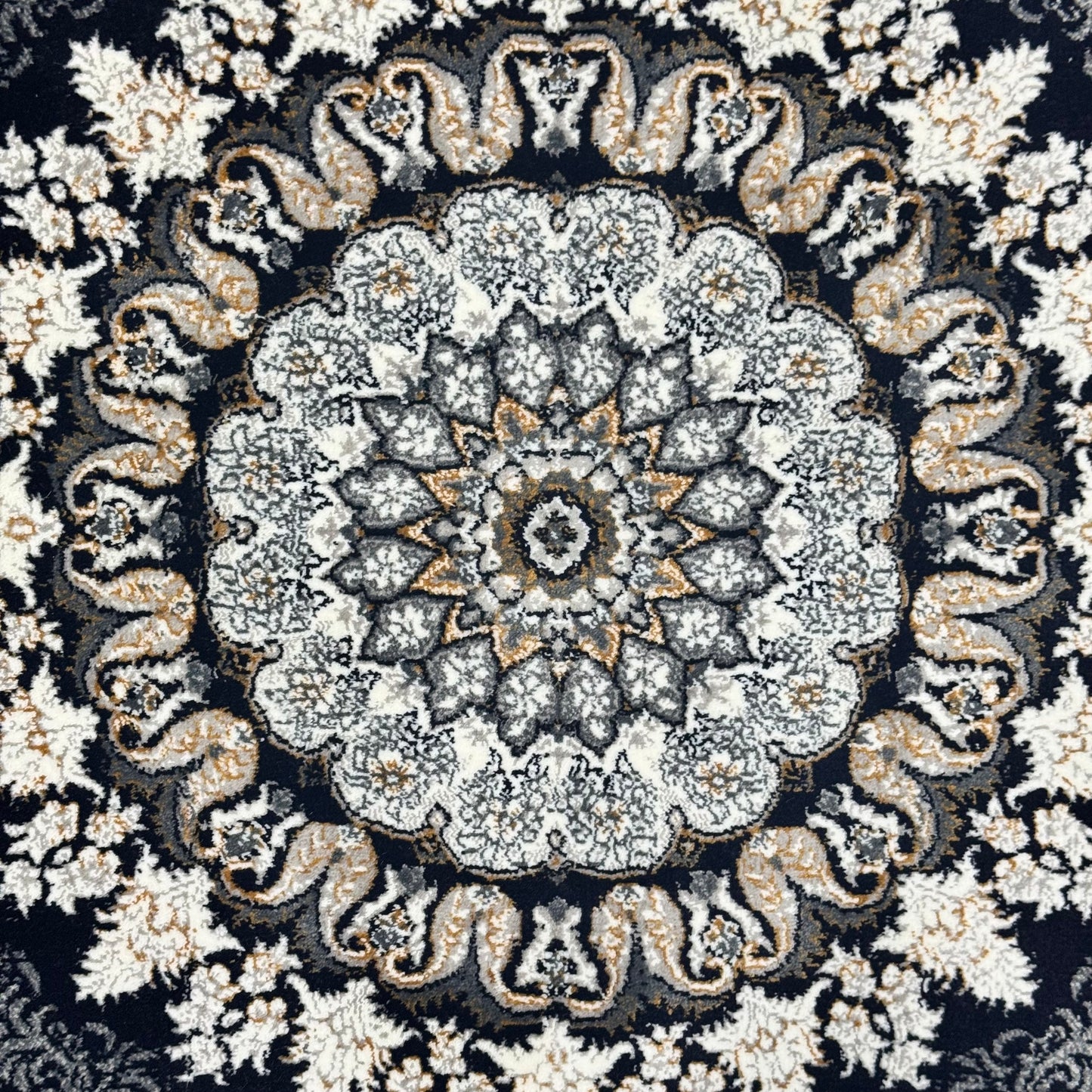 7 ft x 10 ft Navy Persian 700 Reed Acrylic Rug, Nain Medallion Carpet