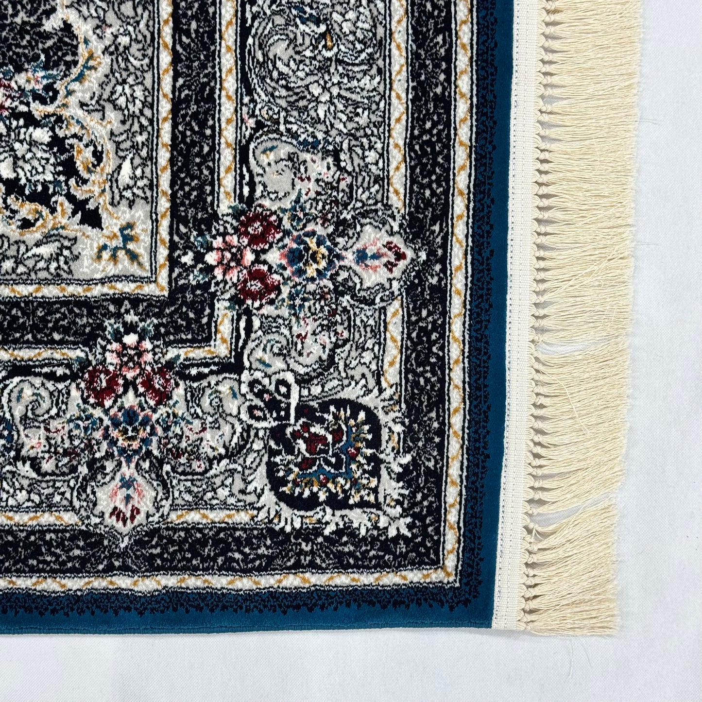 7 ft x 10 ft Navy Persian 700 Reed Acrylic Rug, Nain Medallion Carpet
