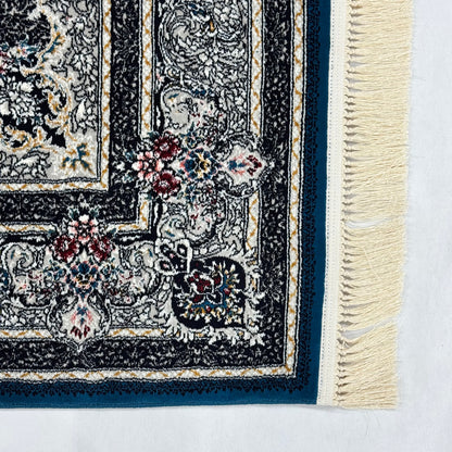 7 ft x 10 ft Navy Persian 700 Reed Acrylic Rug, Nain Medallion Carpet