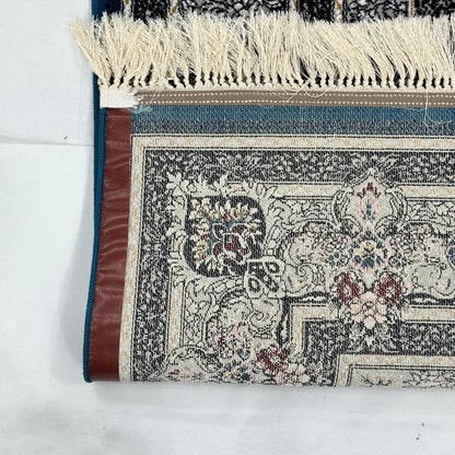 7 ft x 10 ft Navy Persian 700 Reed Acrylic Rug, Nain Medallion Carpet