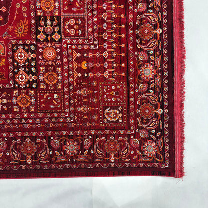 7 ft x 10 ft Red Persian 700 Reed Acrylic Rug, Kashan Medallion Carpet