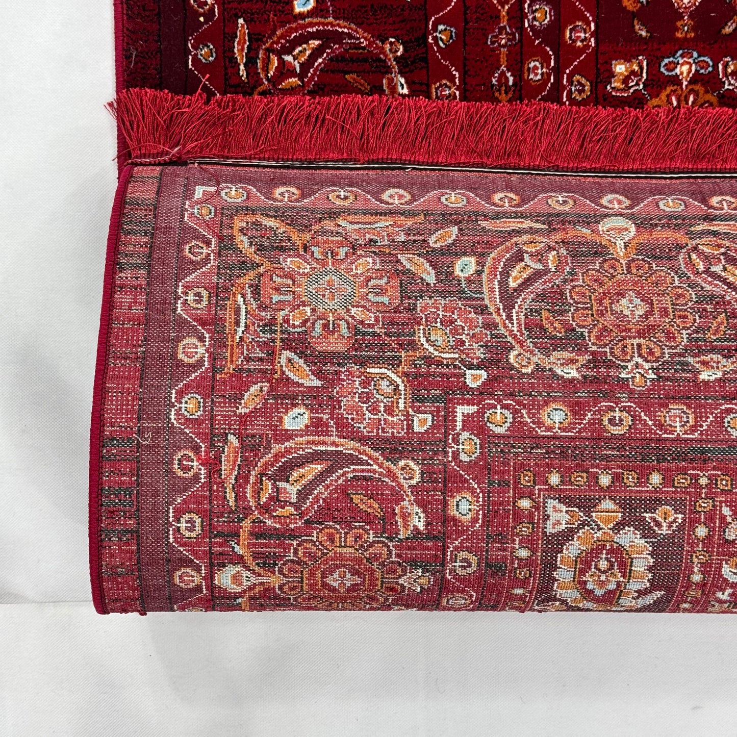 7 ft x 10 ft Red Persian 700 Reed Acrylic Rug, Kashan Medallion Carpet