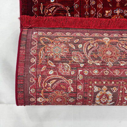 7 ft x 10 ft Red Persian 700 Reed Acrylic Rug, Kashan Medallion Carpet