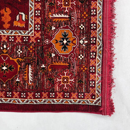 7 ft x 10 ft Red Persian 700 Reed Acrylic Rug, Heriz Geometric Carpet