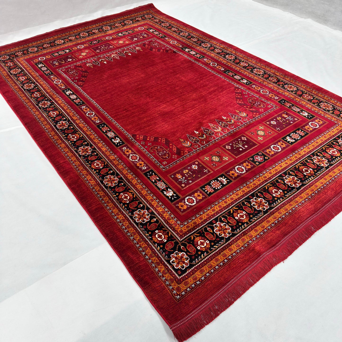 7 ft x 10 ft Red Persian 700 Reed Acrylic Rug, Gabbeh Tribal Carpet