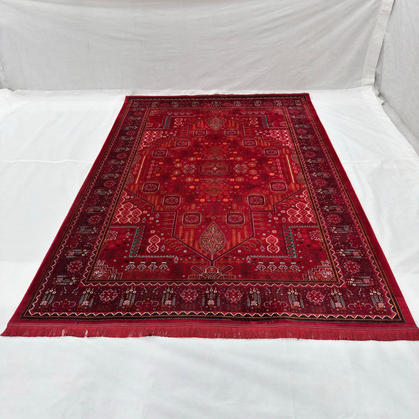 7 ft x 10 ft Red Persian 700 Reed Acrylic Rug, Qashqai Tribal Carpet