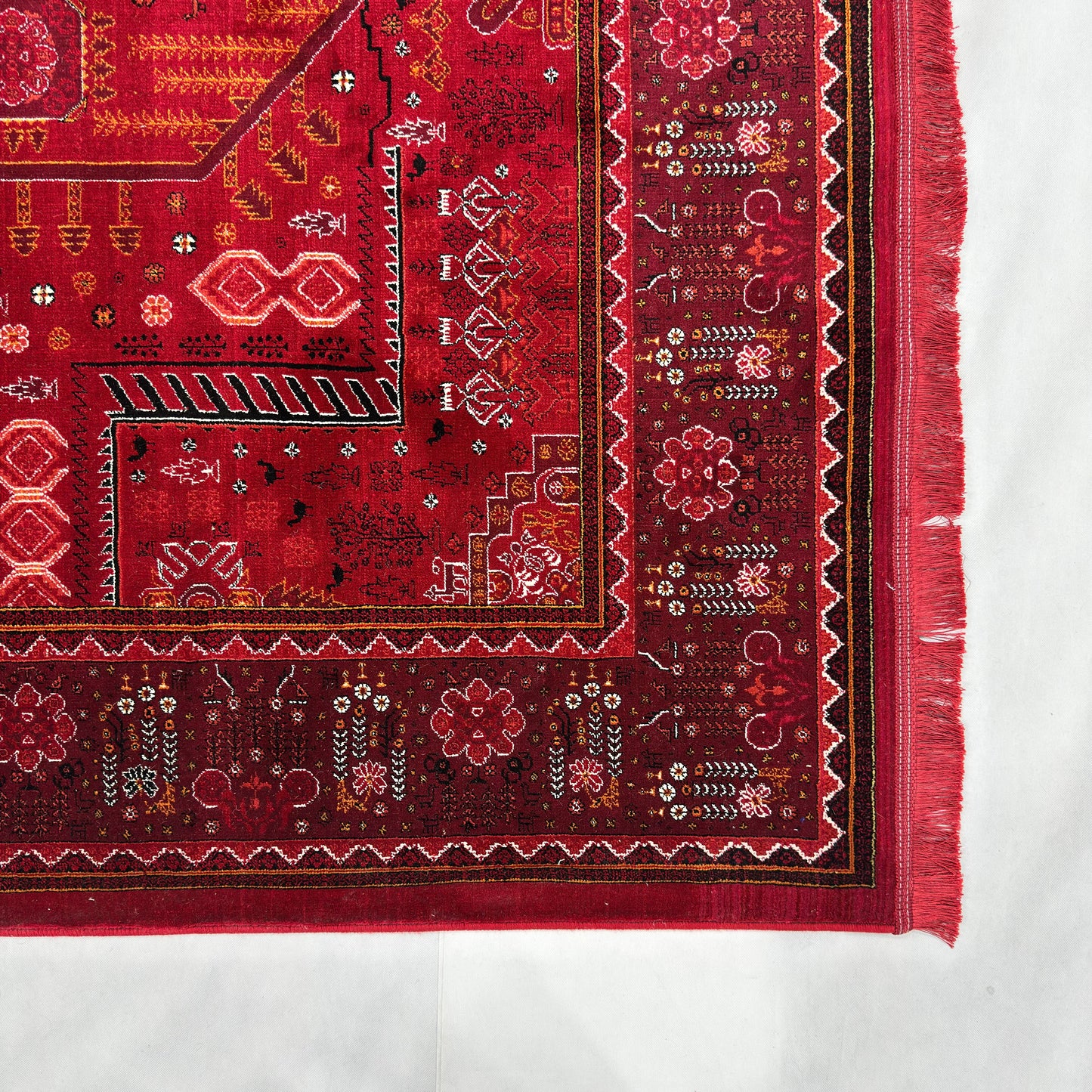 7 ft x 10 ft Red Persian 700 Reed Acrylic Rug, Qashqai Tribal Carpet