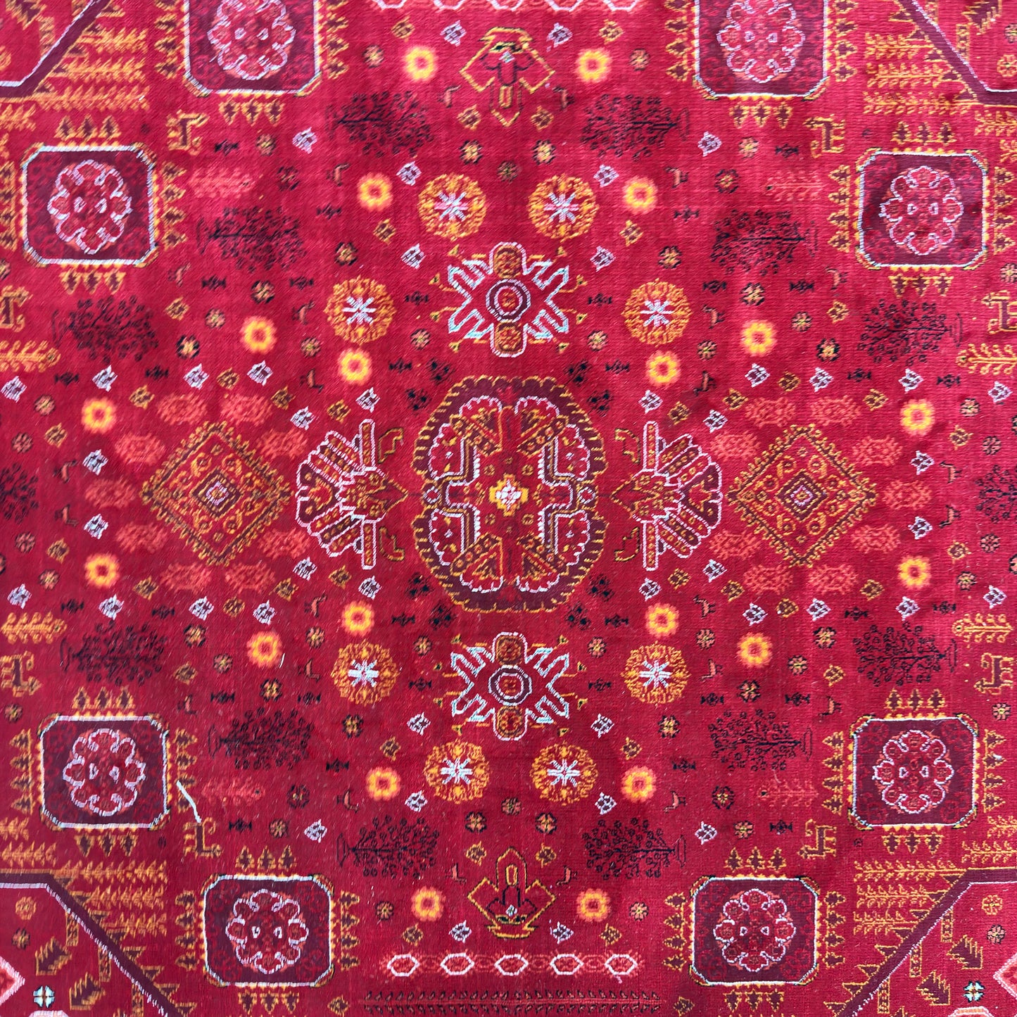 7 ft x 10 ft Red Persian 700 Reed Acrylic Rug, Qashqai Tribal Carpet
